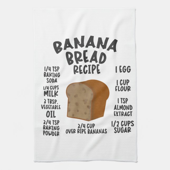 Banana Bread Recipe Tea Towel (Vertical)