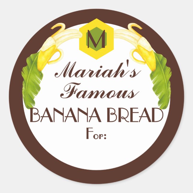 Banana bread sauce jam canning from the kitchen of classic round sticker (Front)