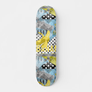 Banana collage art skateboard
