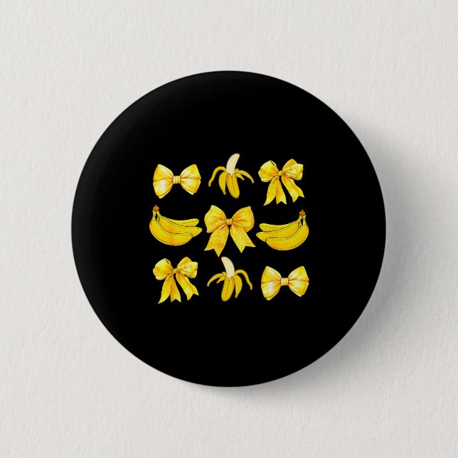 Banana Coquette Bow Yellow Bananas Festival Girls  6 Cm Round Badge (Front)
