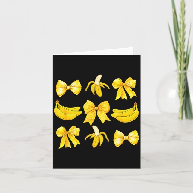 Banana Coquette Bow Yellow Bananas Festival Girls  Card (Front)