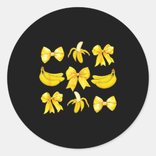Banana Coquette Bow Yellow Bananas Festival Girls  Classic Round Sticker