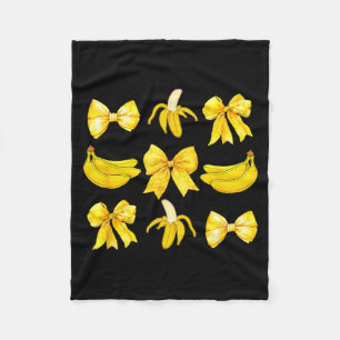 Banana Coquette Bow Yellow Bananas Festival Girls  Fleece Blanket