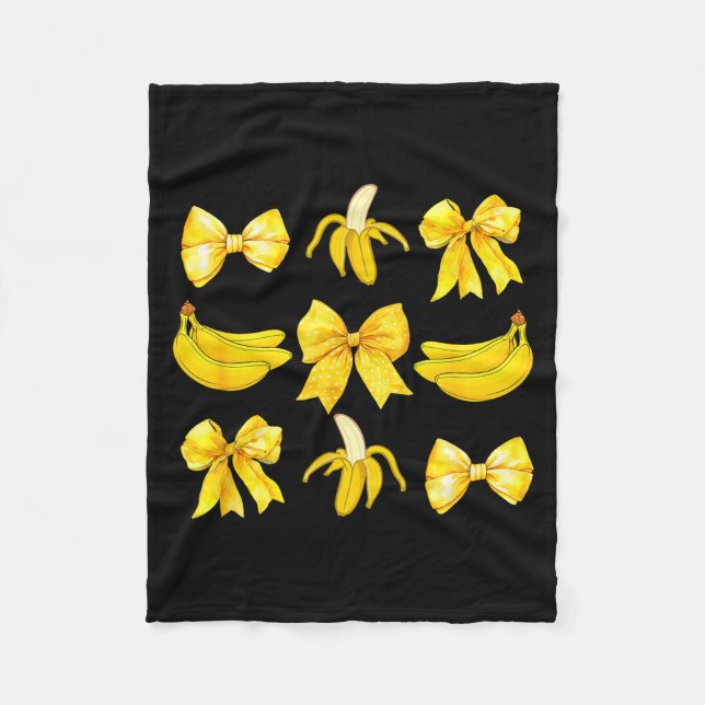 Banana Coquette Bow Yellow Bananas Festival Girls  Fleece Blanket (Front)