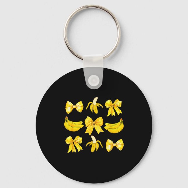 Banana Coquette Bow Yellow Bananas Festival Girls  Key Ring (Front)