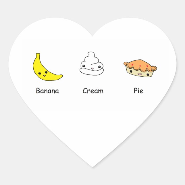 Banana Cream Pie Friends Heart Sticker (Front)
