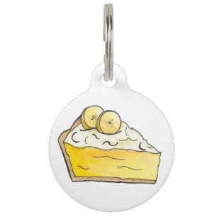 Banana Cream Pie Slice Bakery Dessert Food Yellow Pet Tag
