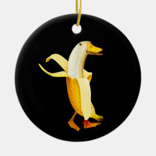 Banana Duck. Funny Anthropomorphic fruit Animals Ceramic Ornament