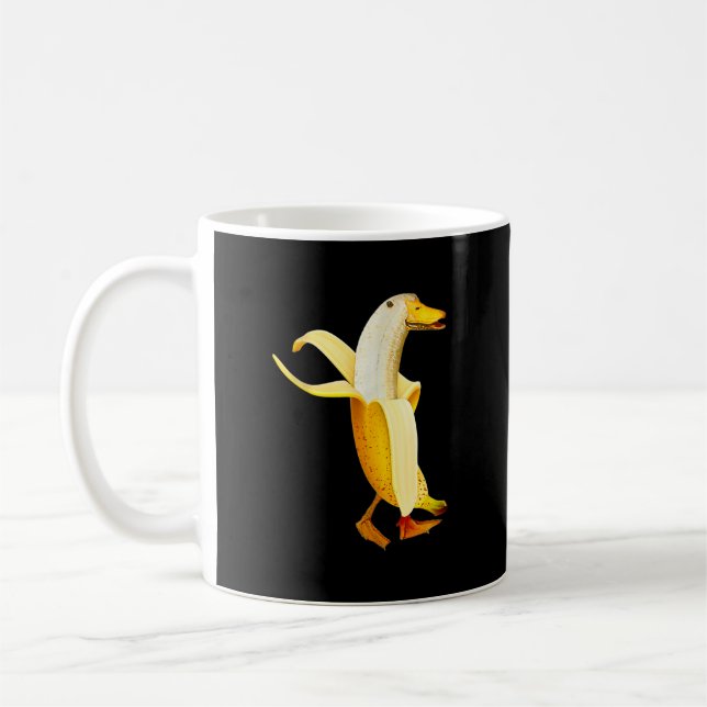 Banana Duck. Funny Anthropomorphic fruit Animals Coffee Mug (Left)