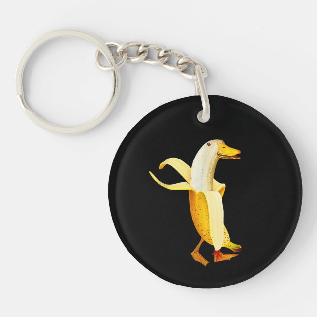 Banana Duck. Funny Anthropomorphic fruit Animals Key Ring (Front)