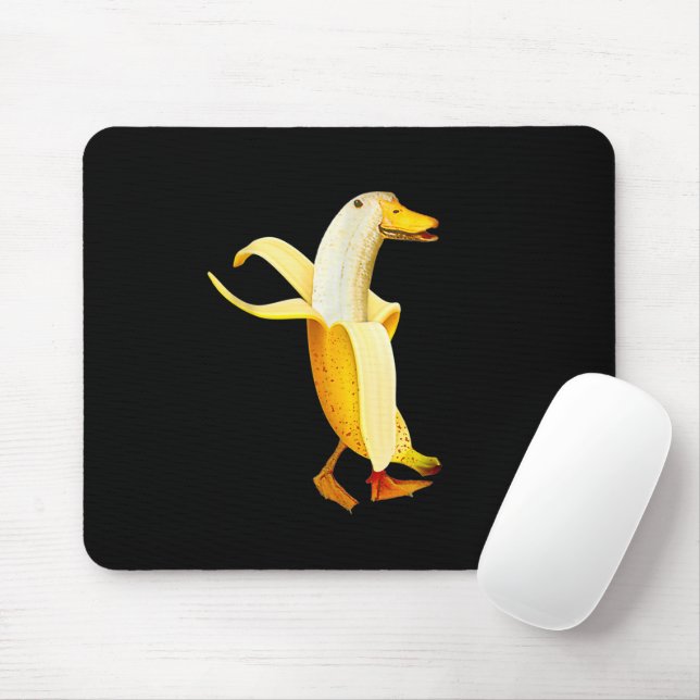 Banana Duck. Funny Anthropomorphic fruit Animals Mouse Pad (With Mouse)