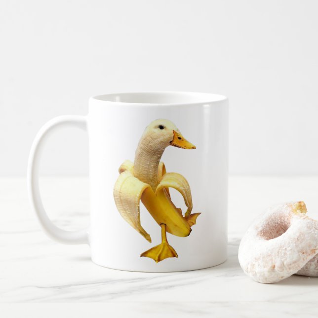 Banana Duck Meme Mug Double Sided (With Donut)