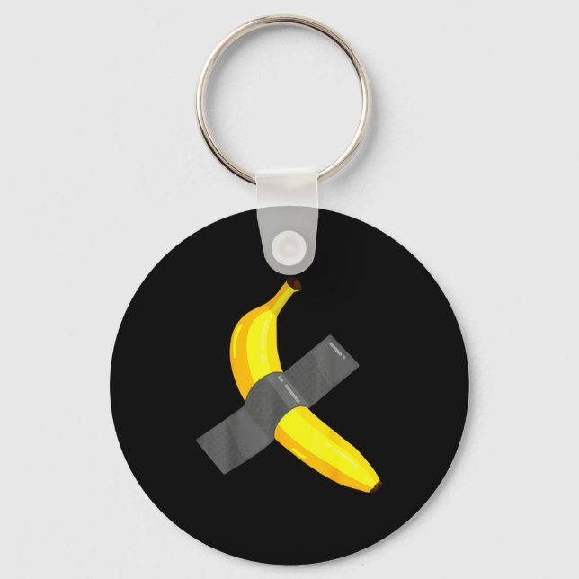 Banana Duct Taped To Wall Art Christmas Pajama Nye Key Ring (Front)