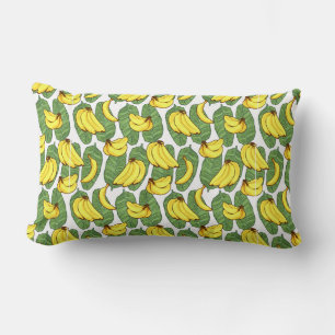 Banana Fruit Leaves Tropical Pattern Lumbar Cushion