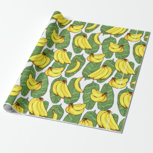 Banana Fruit Leaves Tropical Pattern Wrapping Paper