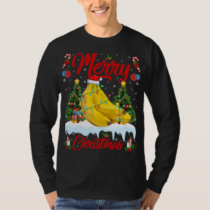 Banana Fruit Lover Xmas Lighting Santa Hat Banana  T-Shirt