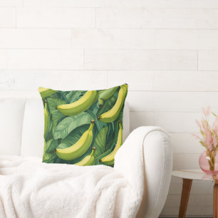 Banana Fruits and Leaves Tropical Mood  Cushion
