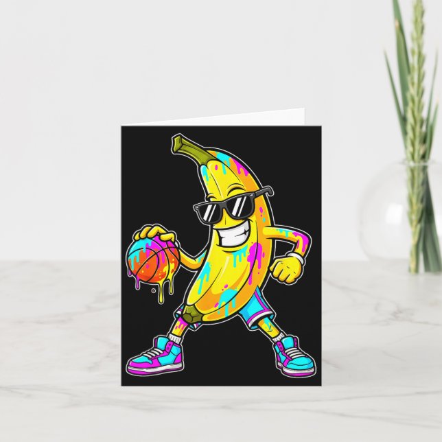 Banana Funny Basketball Drip Kids Youth Boys Girls Card (Front)
