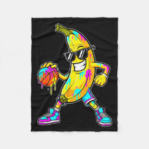 Banana Funny Basketball Drip Kids Youth Boys Girls Fleece Blanket