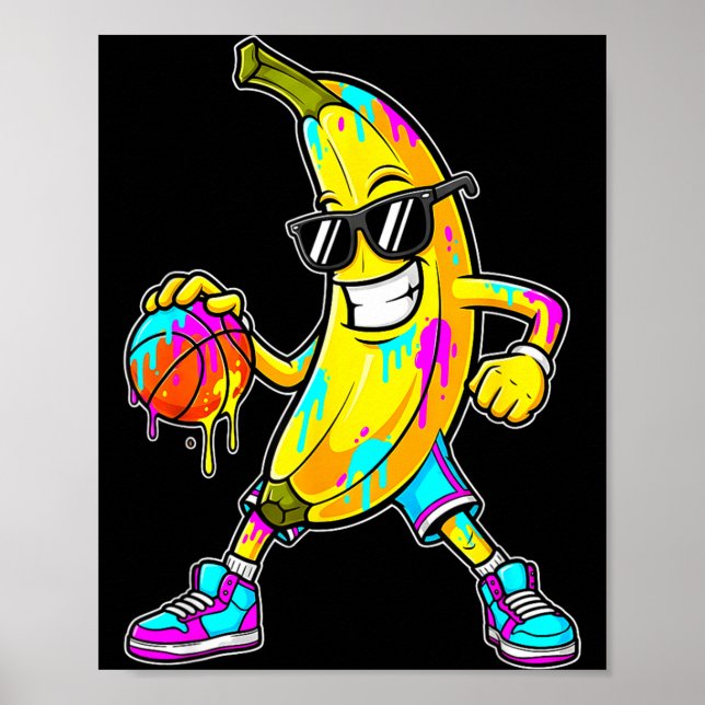 Banana Funny Basketball Drip Kids Youth Boys Girls Poster (Front)