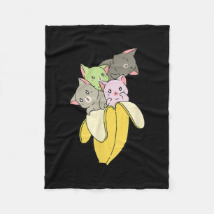 Banana Funny Cat Cute Kitten Gift Fleece Blanket