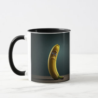 banana funny sad face mug