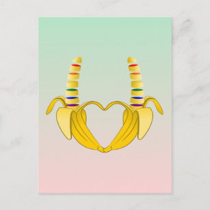 Banana Gay Pride Freedom Heart Postcard