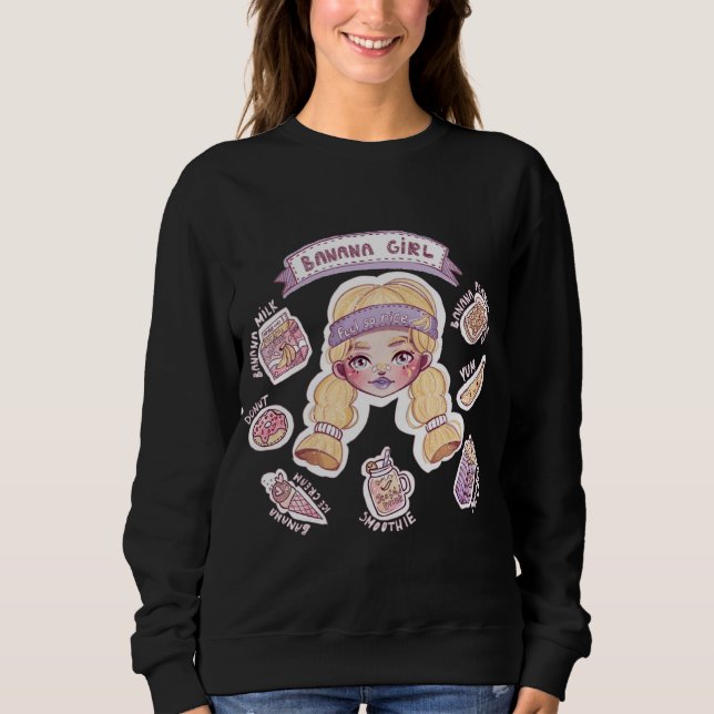 Banana Girl with Milk Doughnut Ice Cream Smoothie  Sweatshirt (Front)