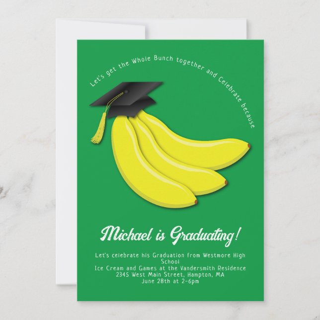 Banana Graduation Party Invitation (Front)