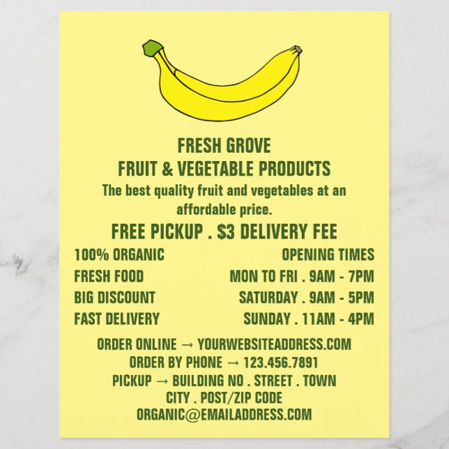 Banana, Greengrocers Advertising Flyer (Front)
