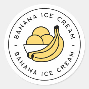 Banana ice cream flavor classic round sticker