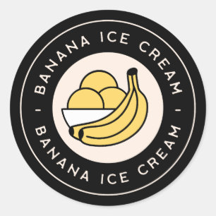 Banana ice cream flavour classic round sticker