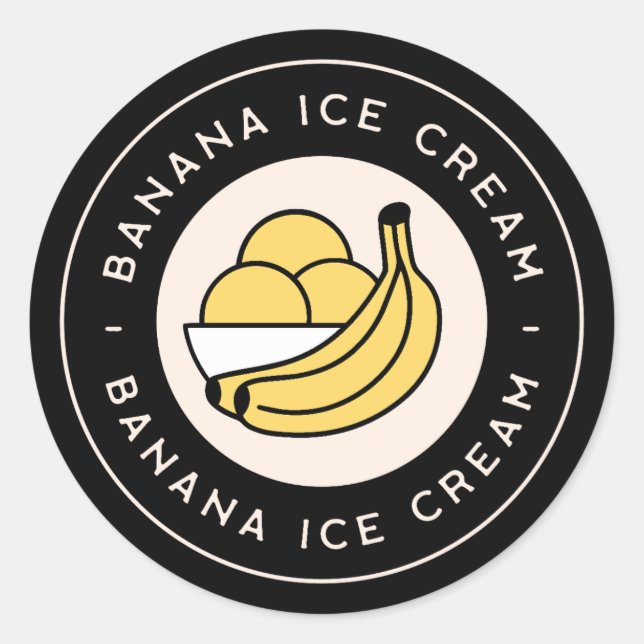 Banana ice cream flavour classic round sticker (Front)