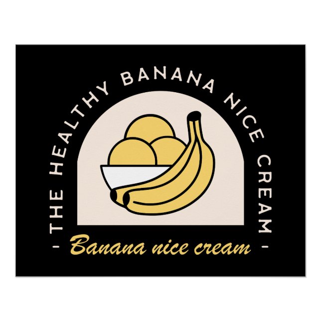 Banana ice nice cream funny aesthetic black poster (Front)
