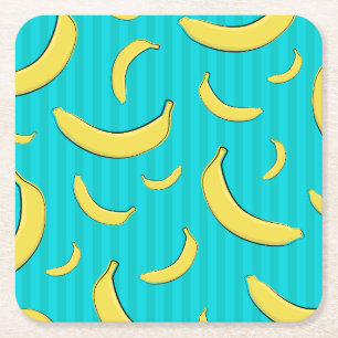 Banana Illustration Square Paper Coaster