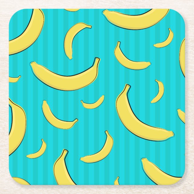 Banana Illustration Square Paper Coaster (Front)