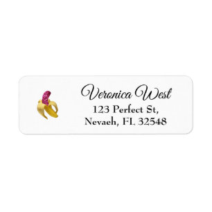 Banana in faux Pink Glitter Looks Delicious Return Address Label