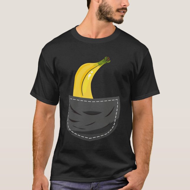 Banana In Pocket Graphic Fruit Vegan Veggie Health T-Shirt (Front)