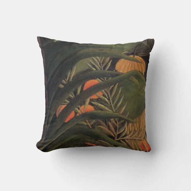 Banana Jungle with Oranges, Palm Leaves Rousseau Cushion (Front)