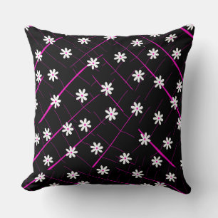 banana leaf and flowers tropical black botanical  cushion