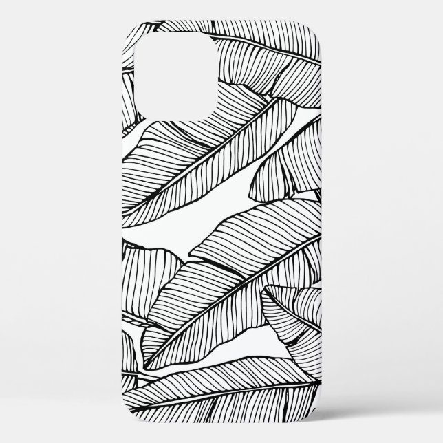 Banana Leaf Black White Illustration Case-Mate iPhone Case (Back)