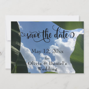 Banana Leaf Framed Sky Tropical Save the Date