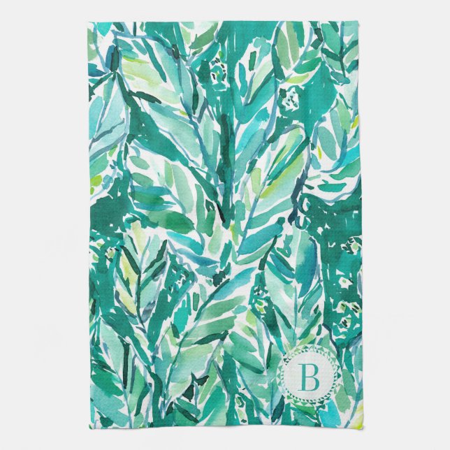BANANA LEAF JUNGLE Green Tropical Tea Towel (Vertical)