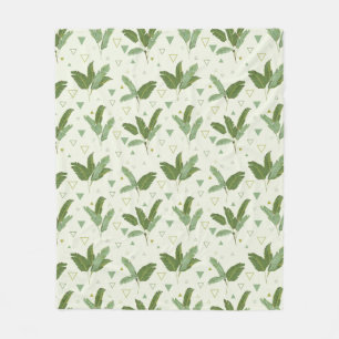 Banana Leaf With Triangles Fleece Blanket