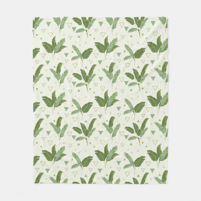 Banana Leaf With Triangles Fleece Blanket (Front)