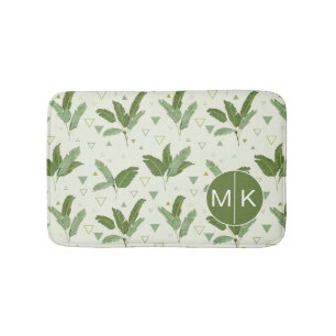 Banana Leaf With Triangles Monogram Bath Mat