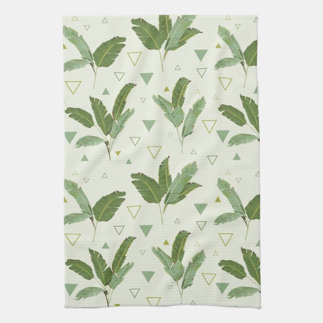 Banana Leaf With Triangles Tea Towel (Vertical)