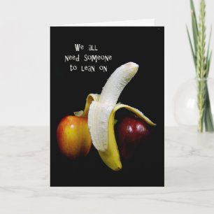 Banana Leaning On Apple Thinking of you Card