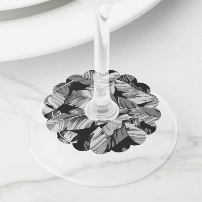 Banana Leaves 3 Wine Glass Tag (Close Up)