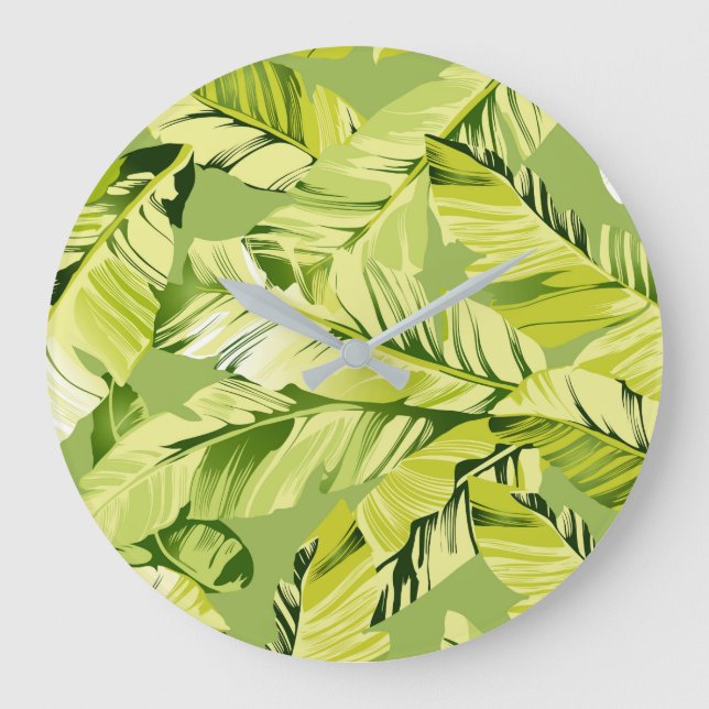 Banana Leaves 5 Large Clock (Front)